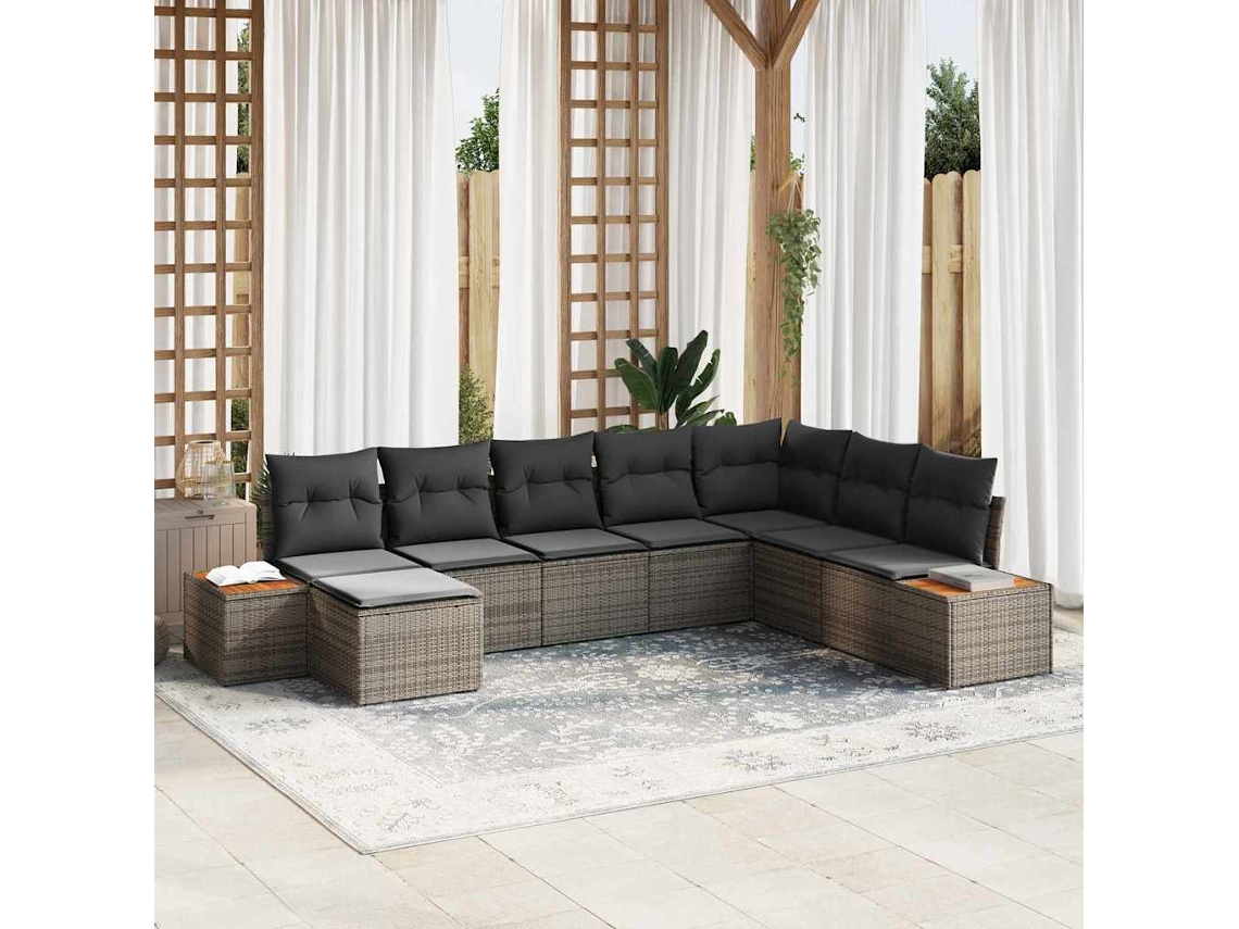 Vidaxl Conjunto De Sofá De Jardim 9 Unid. 8-número De Lugares Cinzeto