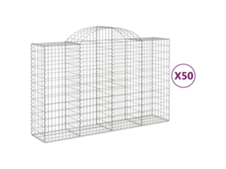 Gabion Basket, Gabion Baskets Vidaxl Prateado Ferro (200 X 50 X 120/140 Cm)