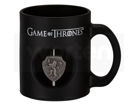 Caneca Emblema Rotativo 3D Lannister black glass