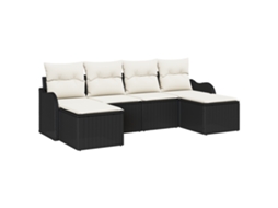 Conjunto 6 Conjunto De Assentos Para Exterior Vidaxl Preto Vime Pe (231 X 117 X 69 Cm)