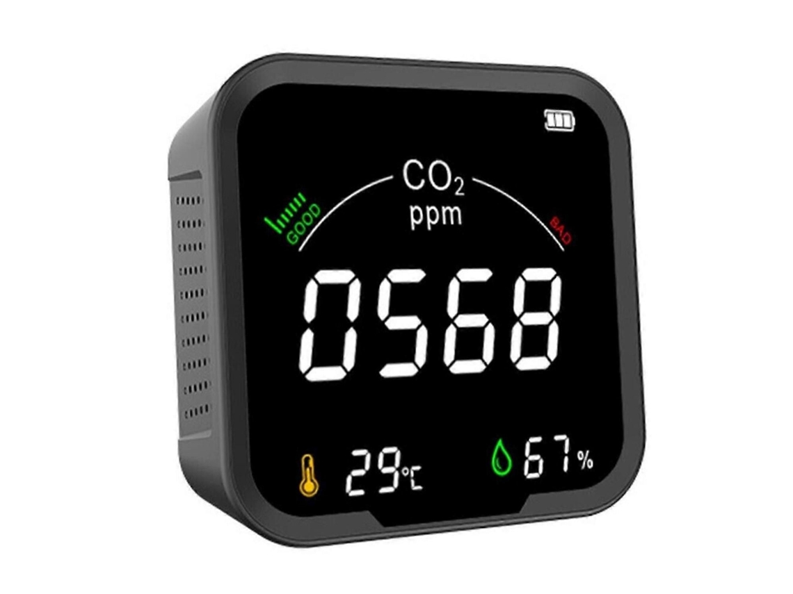 Monitor Portátil 3 Em 1 De Qualidade Do Ar: Co2, Temperatura, Umidade - Alta Precisão E Alertas Inteligentes
