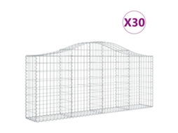 Gabion Basket, Gabion Baskets Vidaxl Prateado Ferro (200 X 30 X 80/100 Cm)