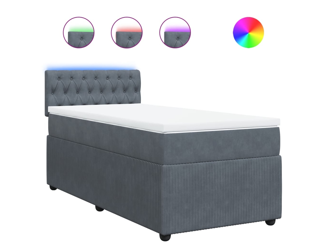 Box Spring Bed, Box Spring Beds Vidaxl Cinzeto Veludo (90 X 190 Cm)