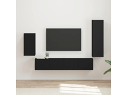 Vidaxl Conjunto De Móvel De Tv 4 Unid. Preto Derivados De Madeira