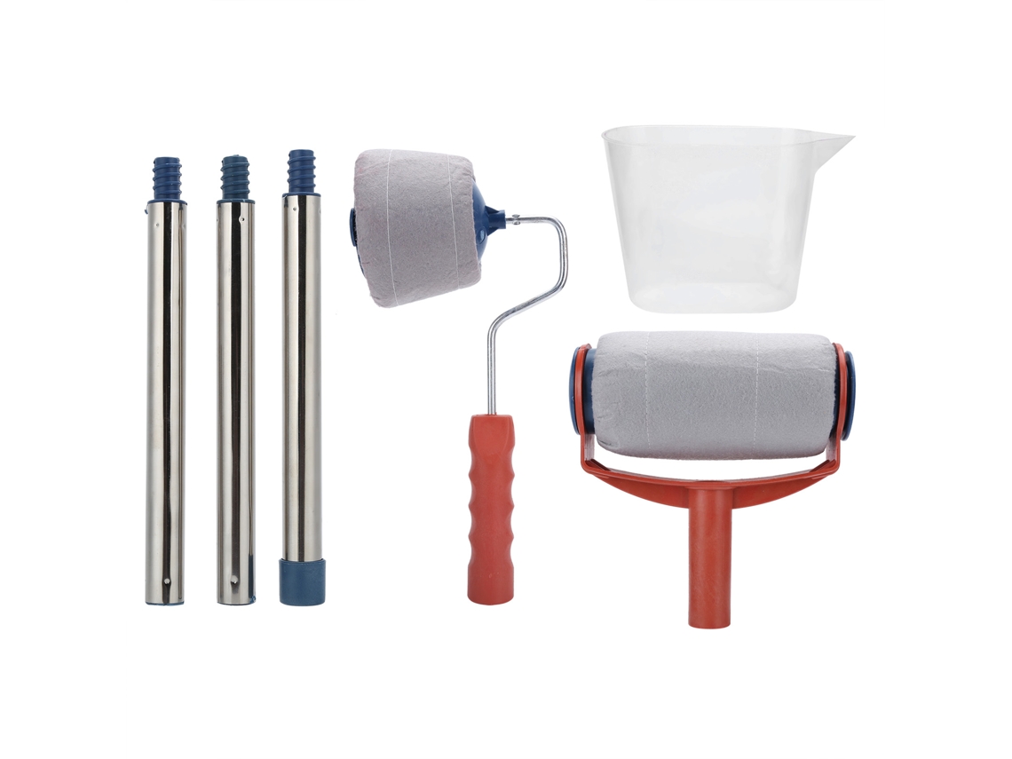 Rolo de Pintura de Parede Lavável Kit com Bastão Estendido 6 Peças Polipropileno | S/MARCA