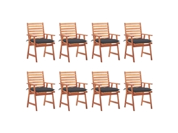 Vidaxl Cadeiras De Jantar P/ Jardim 8 Pcs C/ Almofadões Acácia Maciça