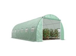 Estufa Tipo Túnel 600x300x200 Cm com Porta 12 Janelas Cobertura de Pe 140g/ para Cultivo de Plantas e Verduras Verde pt