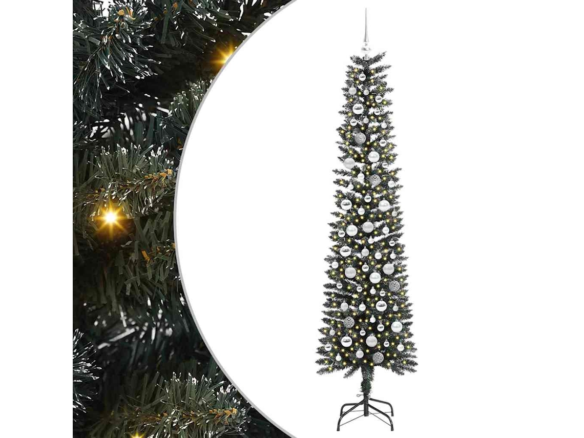 Árvore De Natal Artificial Pré Iluminada Vidaxl Verde Pvc (58 X 58 X 210 Cm)