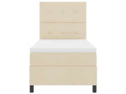 Vidaxl Cama Box Com Fitas Led Com Cabeceira Creme 90 X 190 Cm Tecido