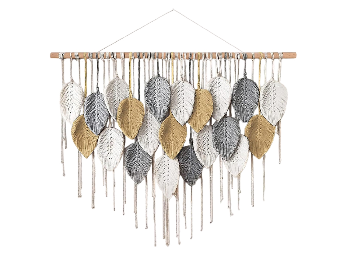 Laxiscreed Tapeçaria De Macramê Com Folhas Coloridas Para Decoração De Sala E Quarto