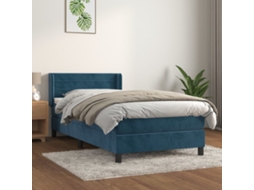 Cama Com Molas/colchão 100x200 Cm Veludo Azul-escuro