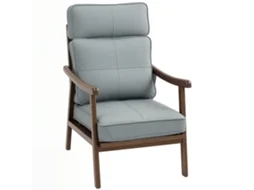 Poltrona Madeira de Borracaha e Couro Sintético Cor Cinzento 63,5x83x105 cm Homcom