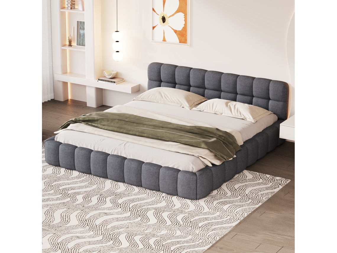 Cama Estofada Bubble 160 X 200 Cm com Cabeceira Estofada | INONEFT