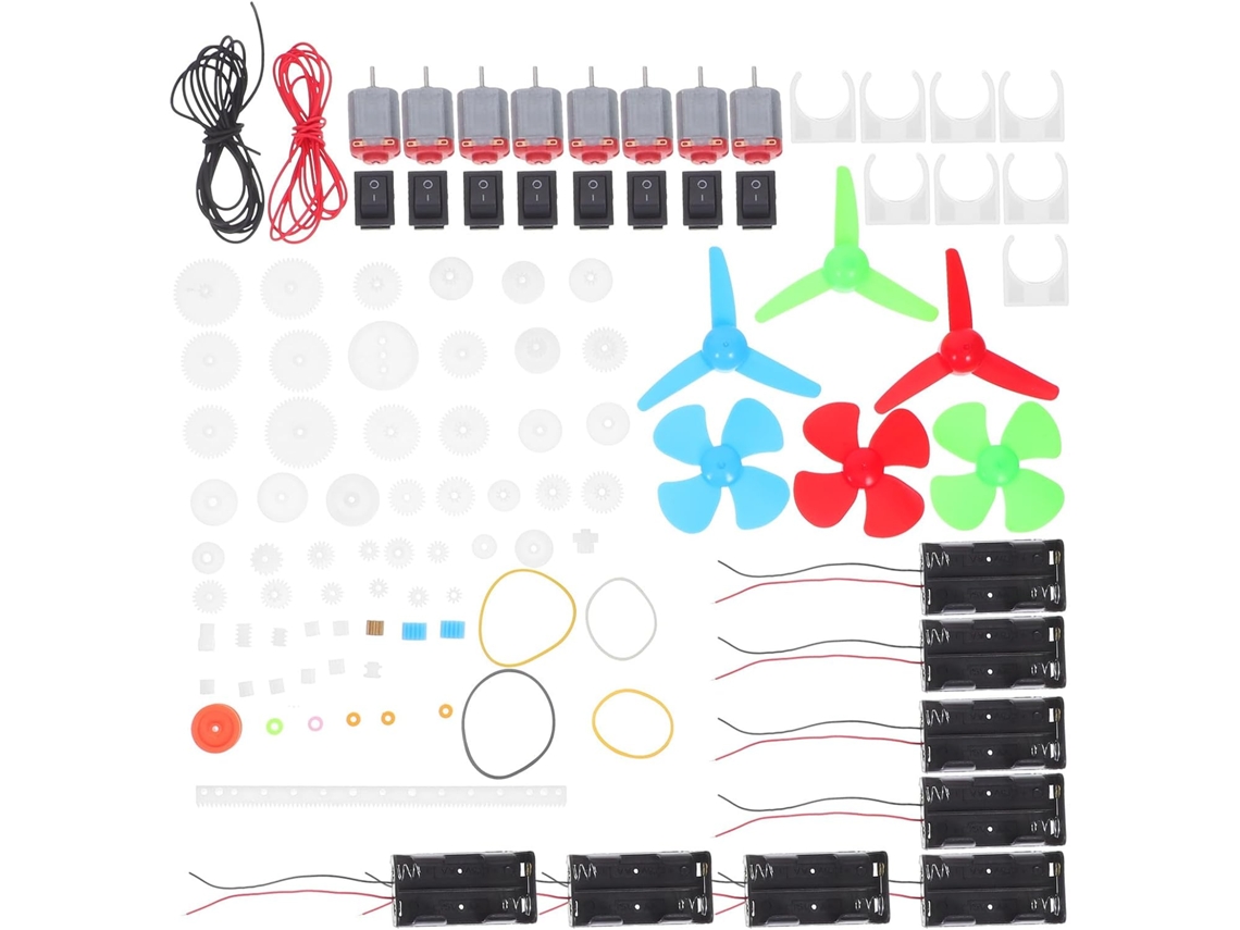 Kit Motor Cc Infantil: Mini Motor Elétrico Com Engrenagens De Plástico, Eixo De Hélice E Rodas De