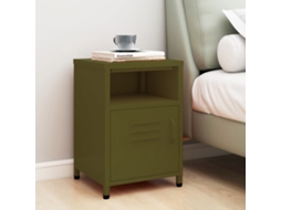 Vidaxl Mesa De Cabeceira Aço 35x35x51 Cm Verde-azeitona