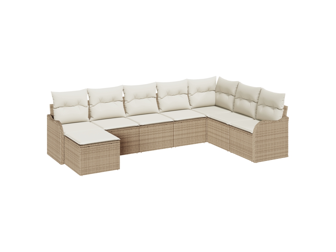 Conjunto 8 Móveis De Jardim Vidaxl Bege Vime Pe (287,5 X 177,5 X 85 Cm)