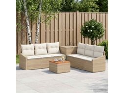 Vidaxl Conjunto De Sofás 8 Unid. Bege E Branco Creme