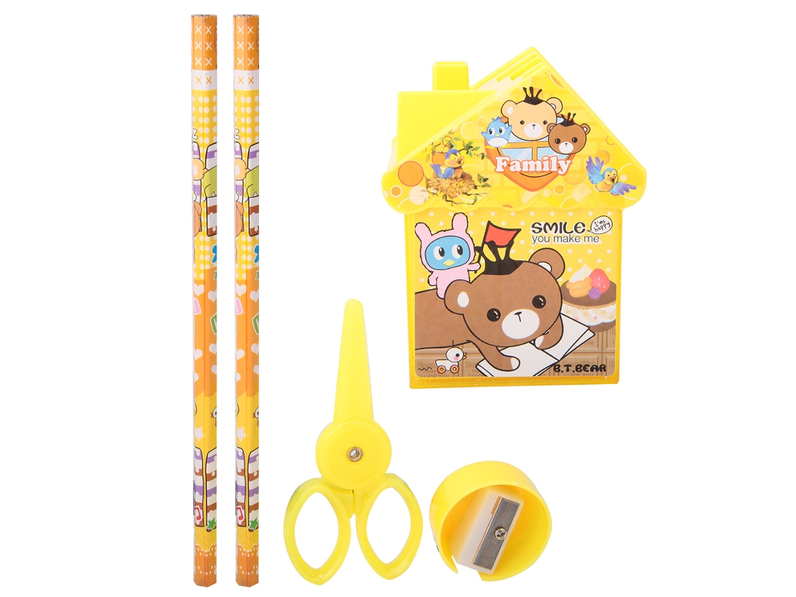 Suporte de Lápis Cute Forma Casa Amarelo Presente Infantil