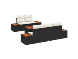 Conjunto 6 Conjunto De Sofá Moderno Vidaxl Preto Vime Pe (55 X 55 X 37 Cm)
