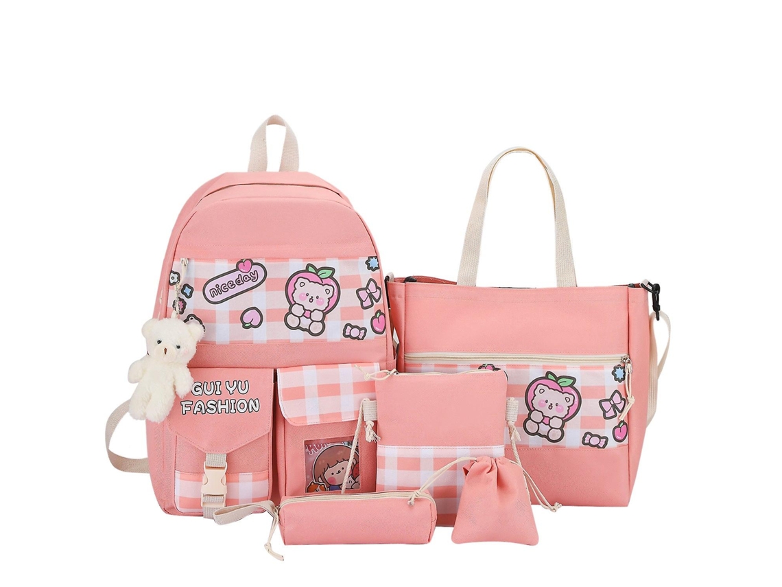 Mochila Escolar De Estudante, Bolsa Para Livros, Bolsa De Viagem, Conjunto De Cinco Peças, Grande Capacidade, Lazer