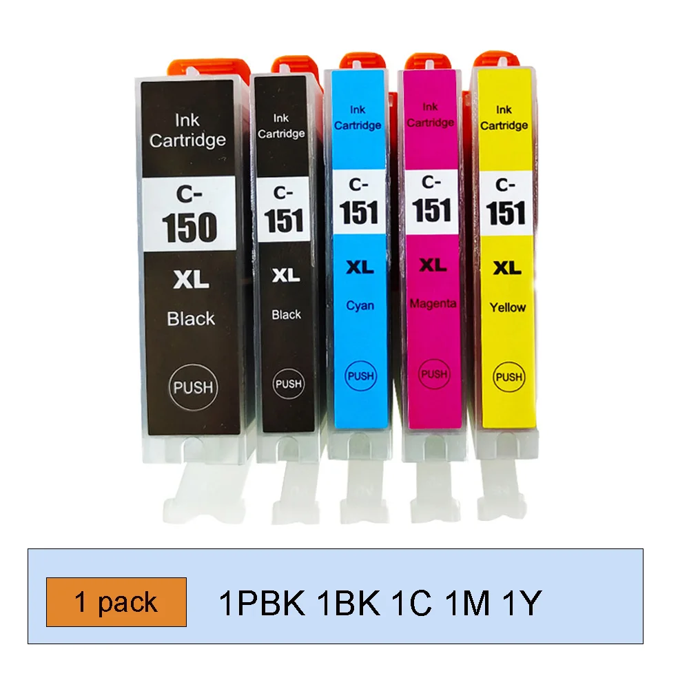 5 Cores pgi 150 Cli 151 Para Canon Pixma Mg7510 Ip7210 Ip8710 Mx721 Ix6810