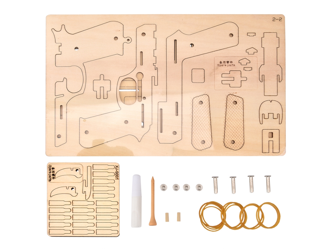 Kit De Montagem De Madeira: Pistola De Borracha Modelo 3d Puzzle Diy Brinquedo Construtor