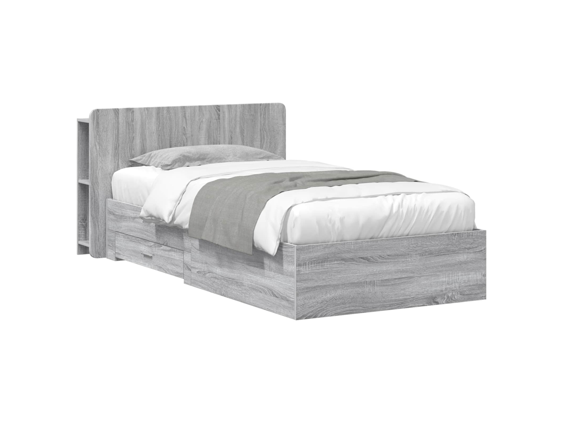 Vidaxl Estrutura De Cama Com Armazenamento Sonoma Cinzento 90 X 200 Cm