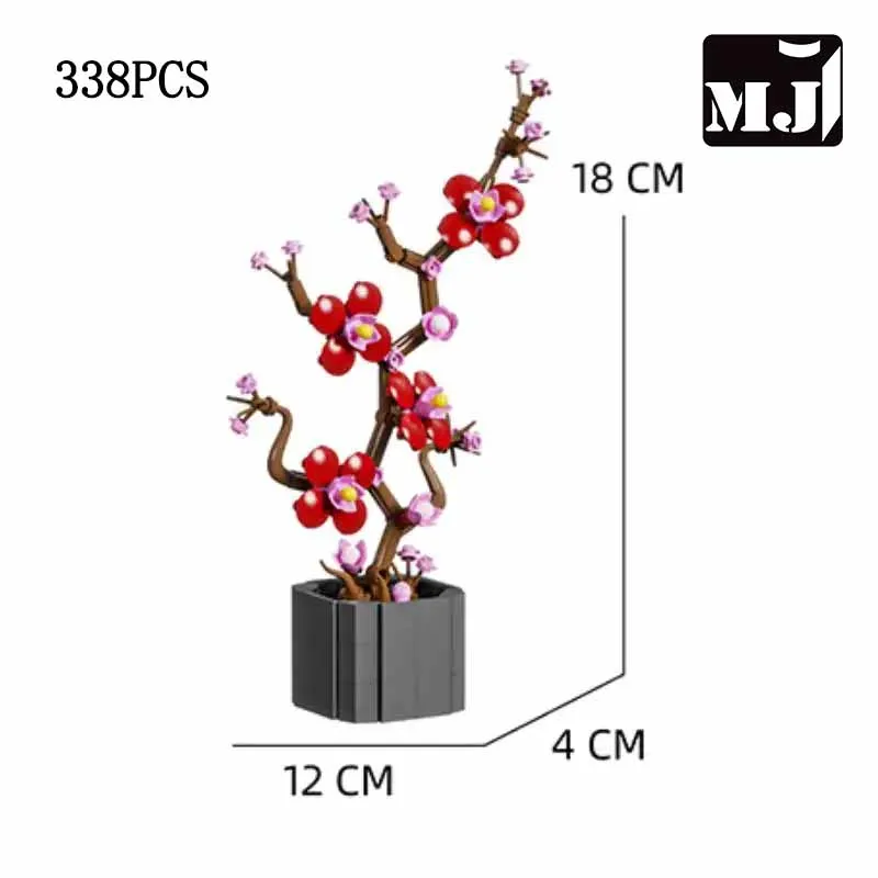 (338 Peças) Blocos De Montar Para Decoração De Casa De Plantas Em Vasos, Modelo Moc Criativo