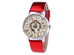 Reloj De Pulsera Para Mujer Analógico De Cuarzo Con Correa Pu (rojo)