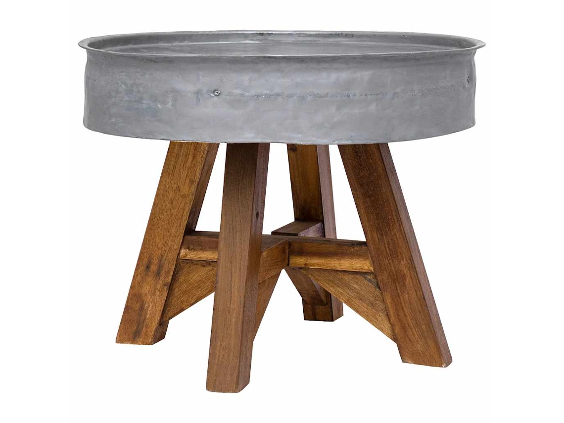 Vidaxl Mesa De Centro 60x45 Cm Mistura De Madeira Recicladas Prateado