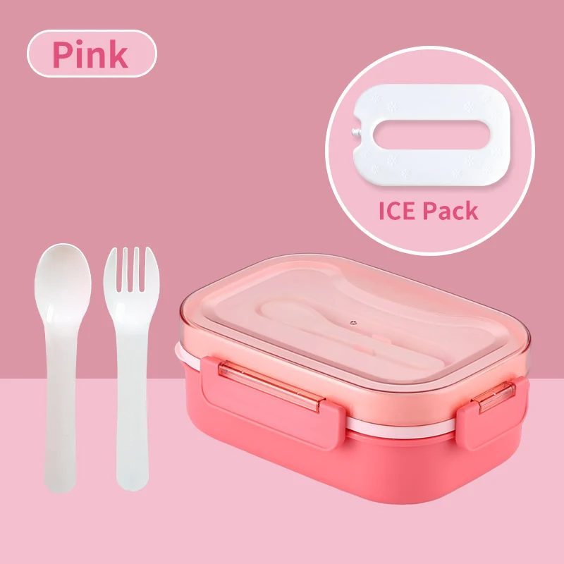 (bolsa De Gelo Rosa) Bolsa Térmica Infantil Para Micro-ondas, Rosa, Com Colher E Garfo.