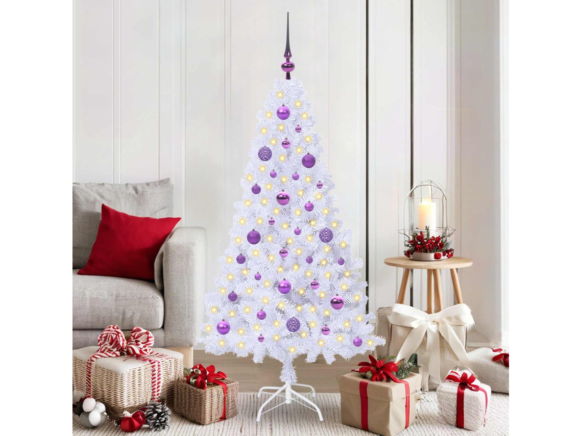 Vidaxl Árvore De Natal Artificial Branco 150 Cm Pvc E Aço