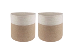 Vidaxl Conjunto De Vasos De Planta 2 Pcs Natural E Branco Ø 28 X 28 Cm