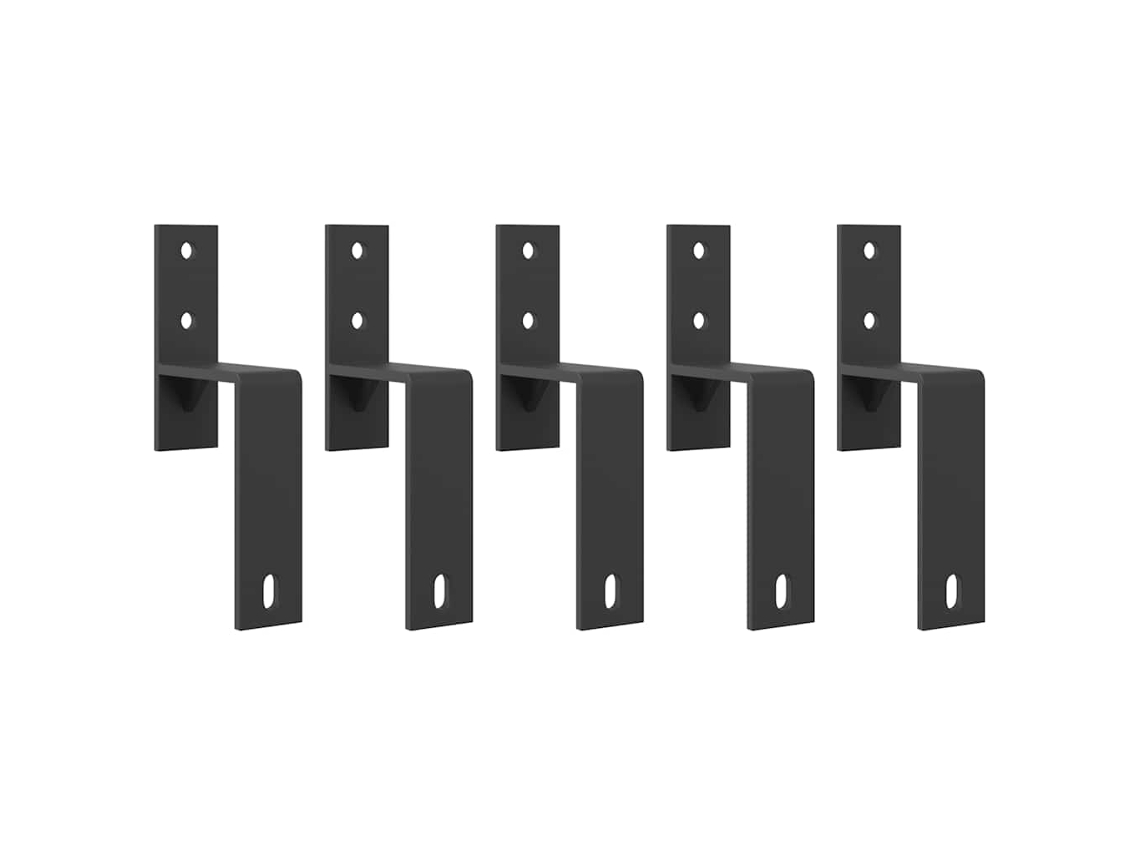 Vidaxl Barn Door Bypass Brackets 5 Pcs Para Trilhos Planos Aço Carbono