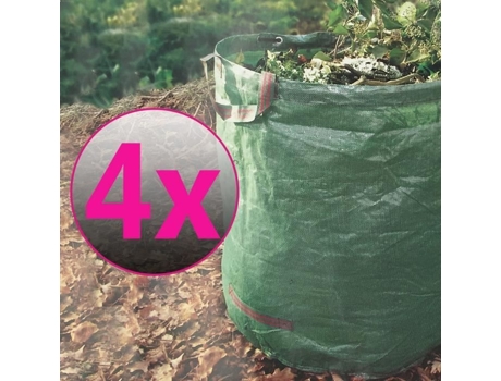 Sacola De Lixo De Jardim Sundeluxe X4 Pe Robusto 272l Reutilizável, Dobrável, Impermeável E Transportável Proheim