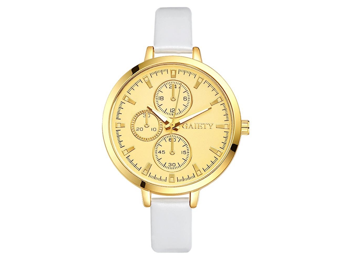 Reloj De Mujer De Moda Lujo Exquisito Correa Pu Cuarzo Analógico Casual Blanco
