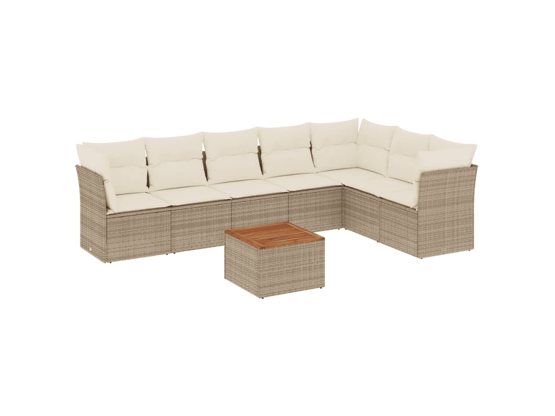 Conjunto de 8 sofás de jardim com almofadões Vime Pe Bege MAISON EXCLUSIVE (8 peças)