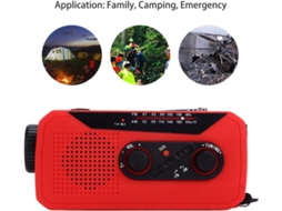 Rádio de Emergência AQUAFORGE com Manivela, Alerta meteorológico, Lanterna, Vermelho