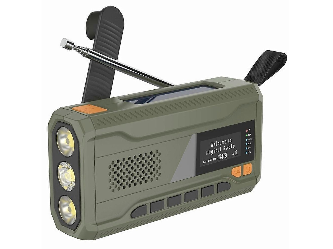 Wr 6d Lanterna Portátil Com Rádio Fm Dab, Alimentada Por Energia Solar, 4500mah, Banco De Energia Olysi Shop