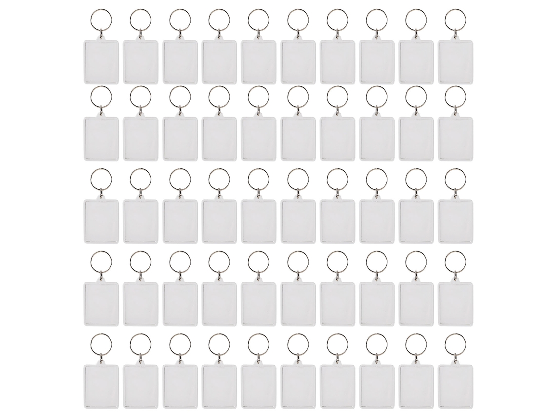 50pcs Photo Frame Keyring Rectangular Transparent Key Ring Chain Keychain Picture Holder Pendant LAXISCREED