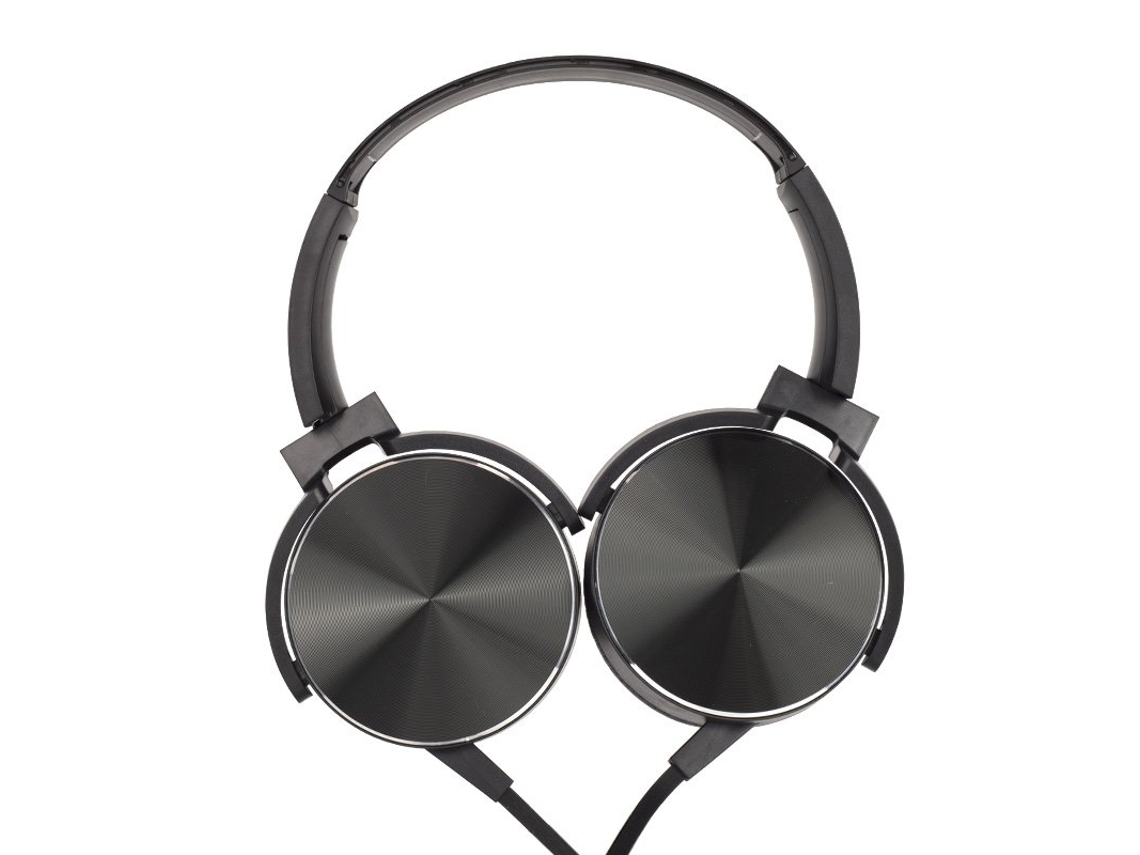 Auscultadores com Fio com Graves Pesados Qualidade de Som Música com Microfone para Celular Universal Preto