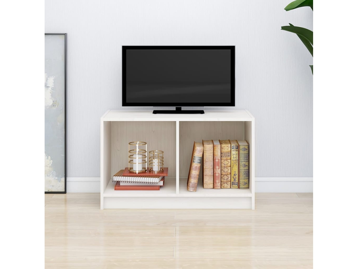 Vidaxl Móvel De Tv 70x33x42 Cm Madeira De Pinho Maciça Branco