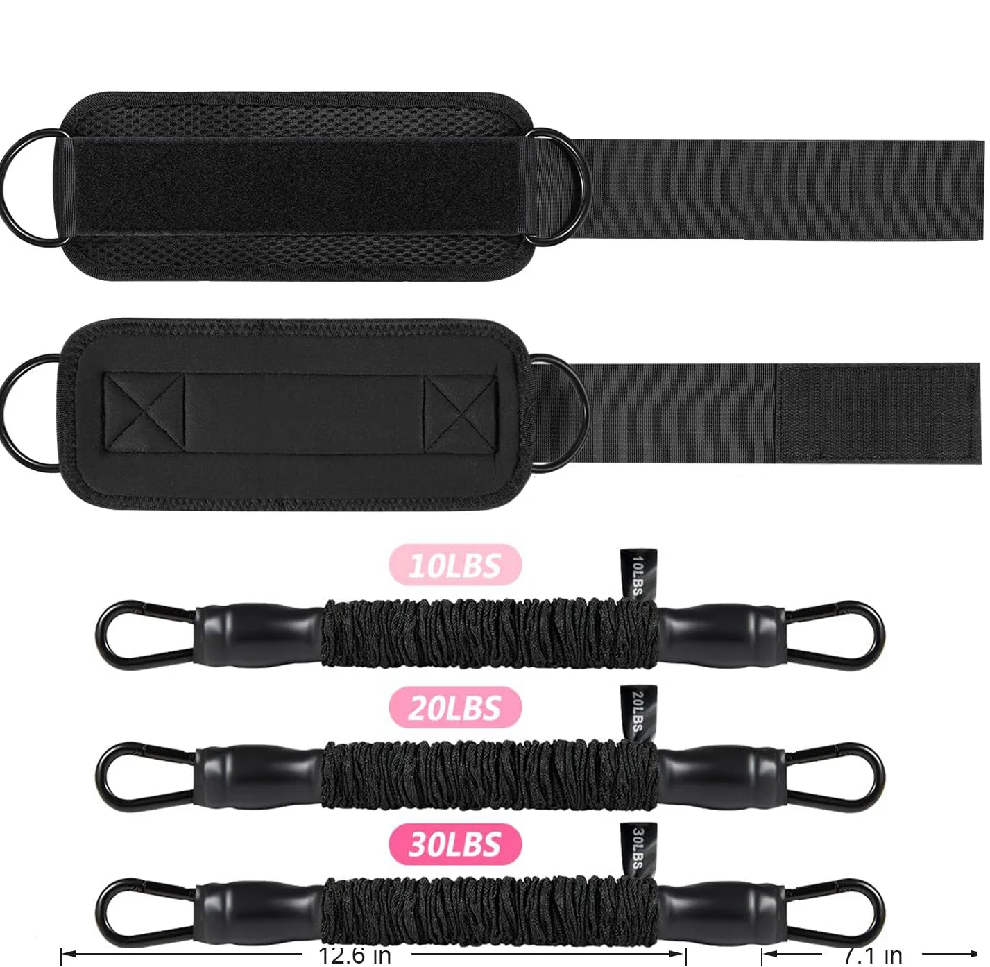 Conjunto De Faixa Elástica De Resistência Para Tornozelo (preta)