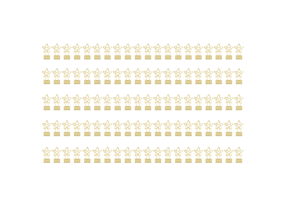 100 Unidades De Prendedores De Papel Em Formato De Estrela, Ocos E Compridos, Ideais Para Escritório E Escola, Na Cor Dourada. Aquaforge