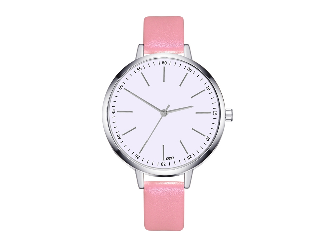 Relógio de Pulso Feminino de Couro Analógico Quadrado de Moda Leisure Exquisite Rosa