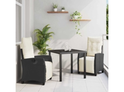 Vidaxl Conjunto de Jantar para Jardim com Almofada 3 Pcs Preto Vime Pe