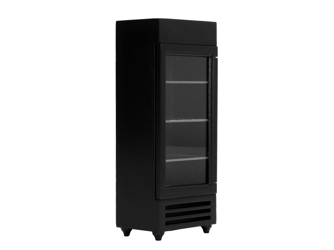 Mali refrigerador Vertical 1:12 Casinha de Bonecas Material Bétula Alta Simulação Diy Preto