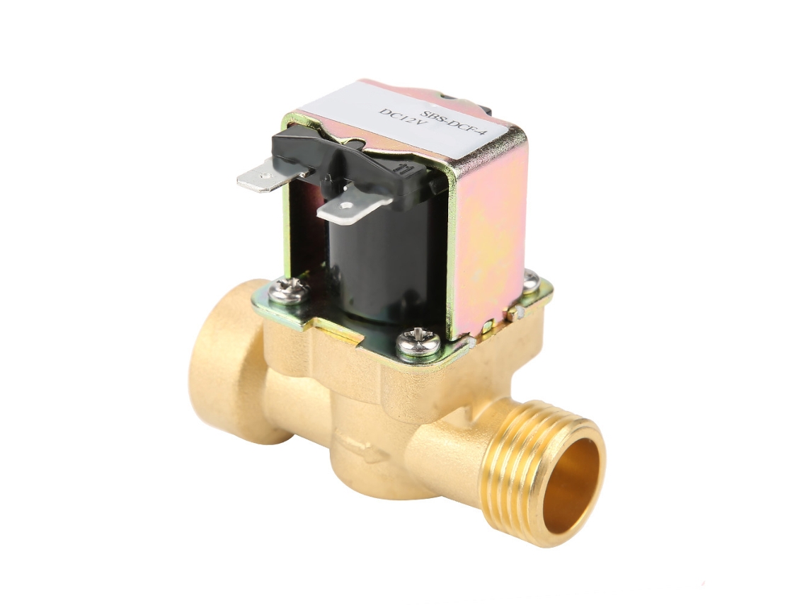 Válvula Solenóide Elétrica Normally Closed Brass G1/2 Inlet Água Dc 12v