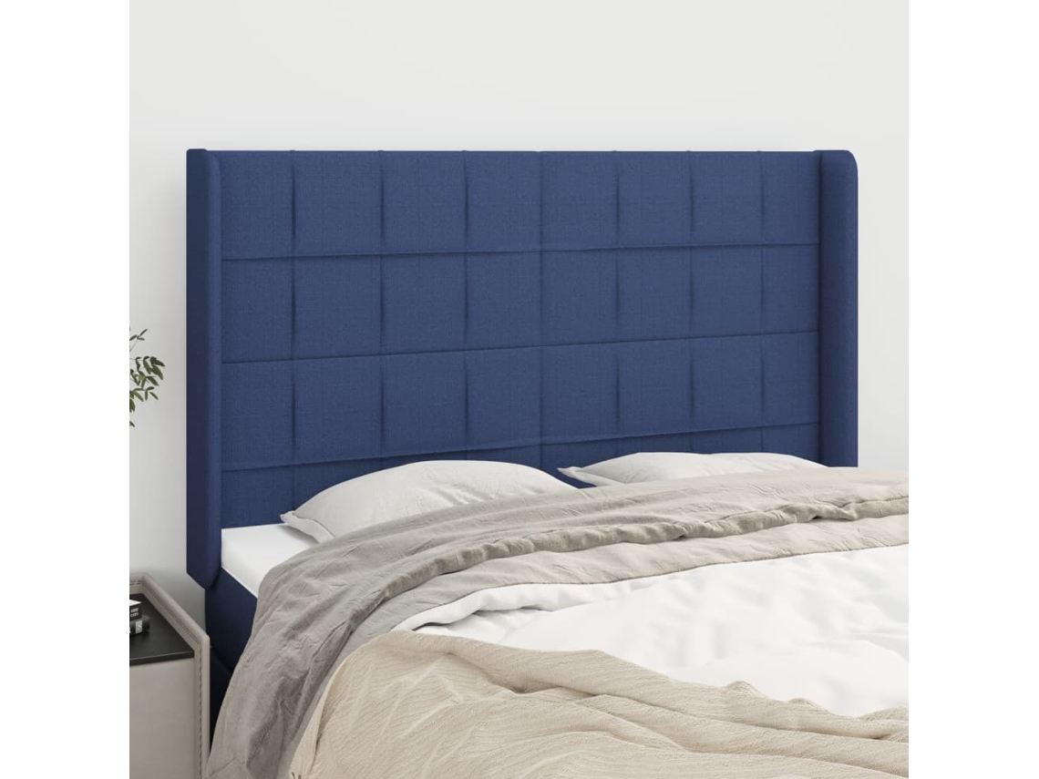 Cabecero con Alas de Tela 147x16x118/128 Cm Azul