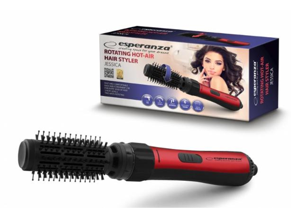 Esperanza Ebl008 Utensílio Penteado Escova de Ar Quente Preto Vermelho 1000 W 1.8 M